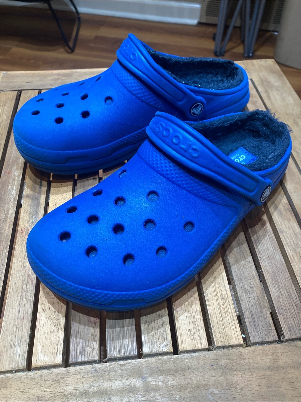 Crocs Classic Clog Fleece Lined Mens 6 Womens 8 Royal Blue Comfort -with  Strap